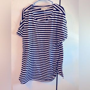 WOMENS STRIPED TOP PLUS SIZE SIMPLY NOELLE